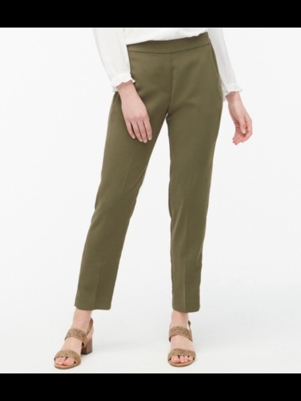 Tailored Olive Green Ankle Pants for Women